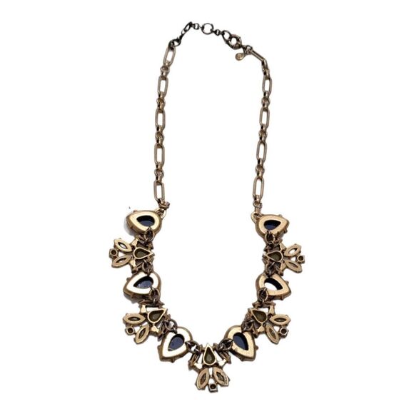 J. Crew Blue Green Crystal Cluster Multifaceted Statement Necklace Gold Tone - Picture 4 of 5